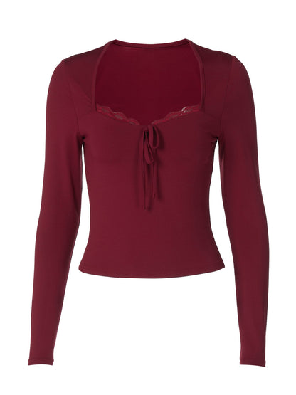 Trendy Lace Trim Fitted Top Stylish Streetwear