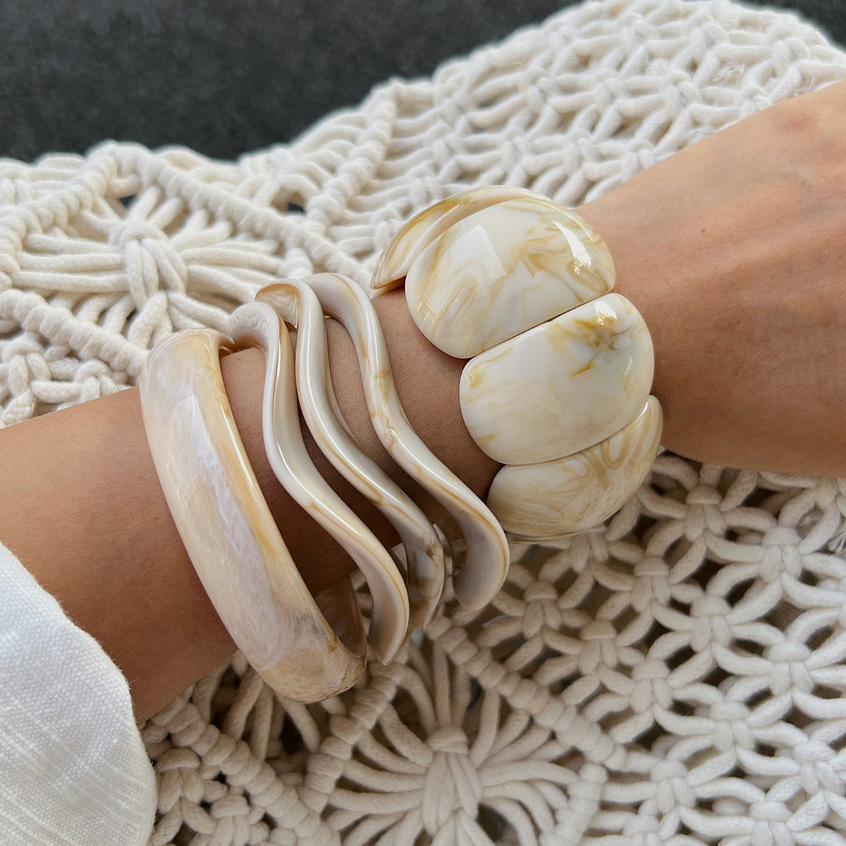 Irregular Ombre Resin Bangles Trendy Casual Bracelet