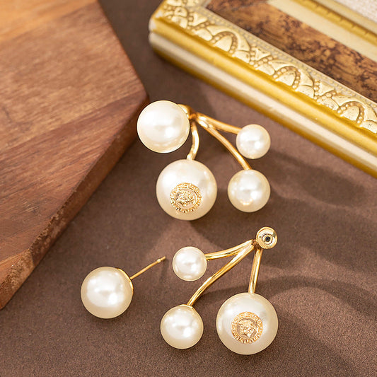 Vintage Floral Pearl Stud Earrings With 925 Silver Posts