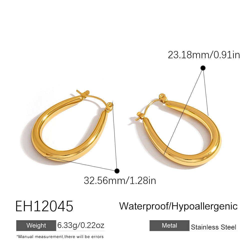 Exaggerated Geometric Stainless Steel Earrings Minimalist Design