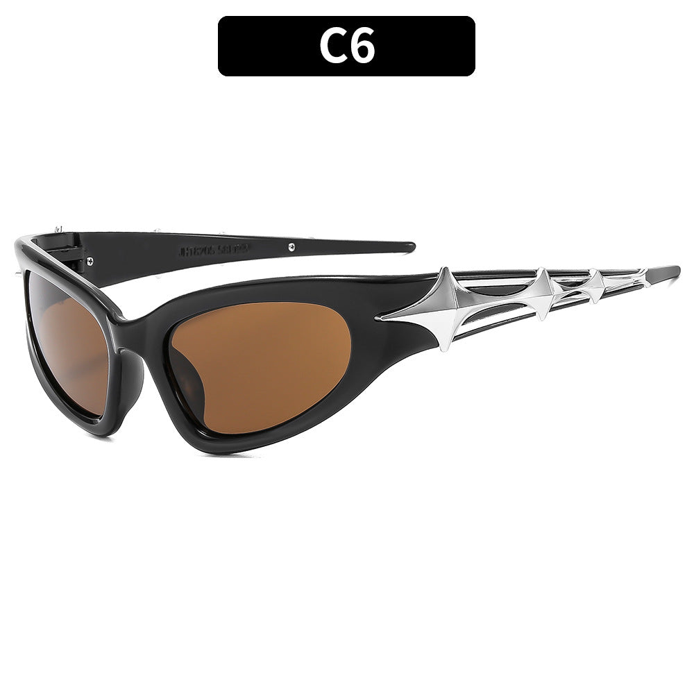 Trendy Outdoor UV Protection Sunglasses Stylish Futuristic Rectangular Shades