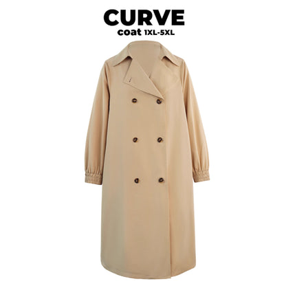 Women'S Double-Breasted Khaki Long Trench Coat