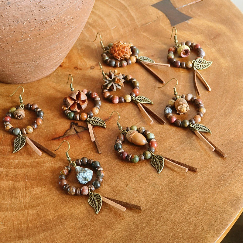 Bohemian Tassel Earrings Handmade with Dried Fruits