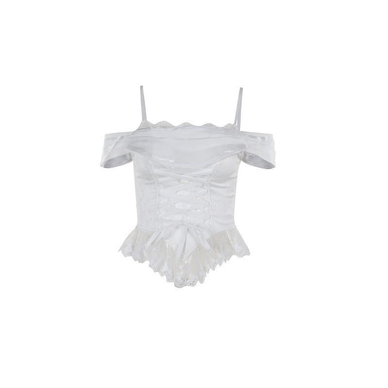 Off-Shoulder Lace Panel Fishtail Dress Set