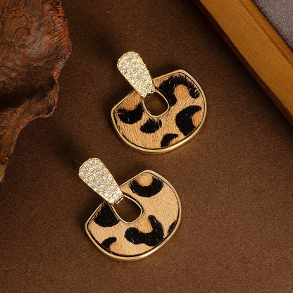 Natural Horse Hair Leopard Print Earrings Luxury Fashion Accessories