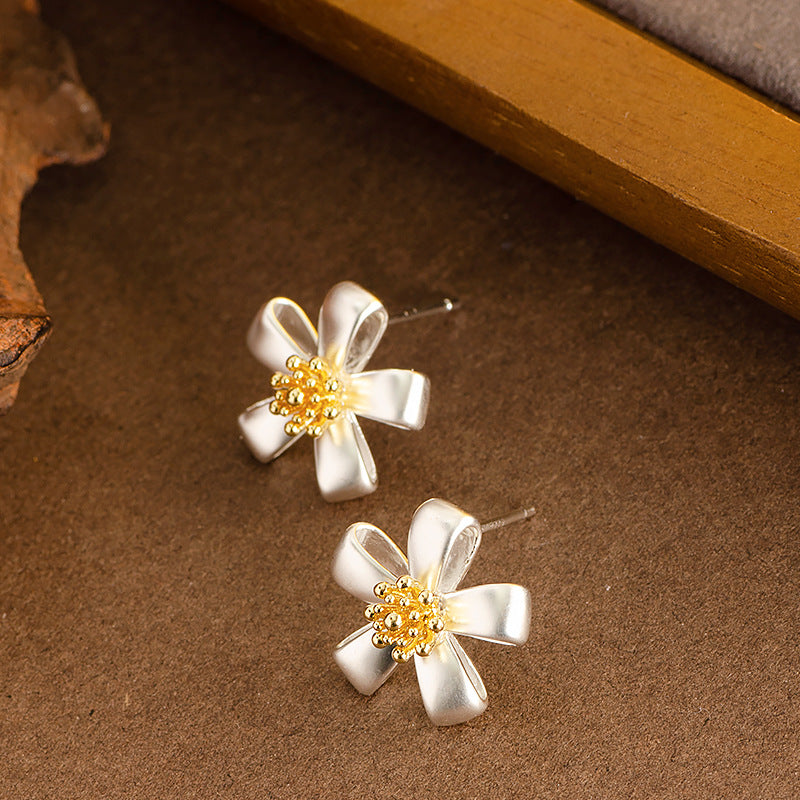 Floral Design Copper Earrings Stylish Casual Ear Studs