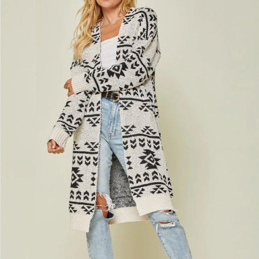 Sweater Cardigan Jacket Chunky Women Design Feel Small Jacquard Knit