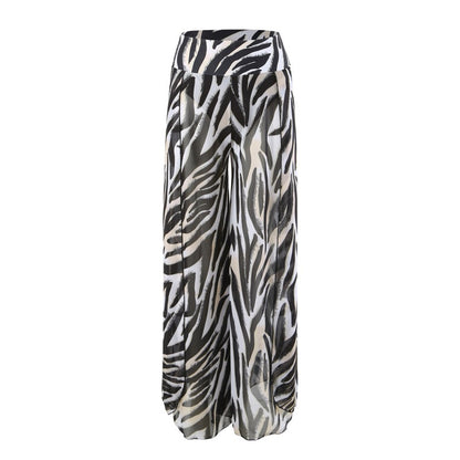 Women'S Bikini Set With Printed Pants - Polyester Fabric