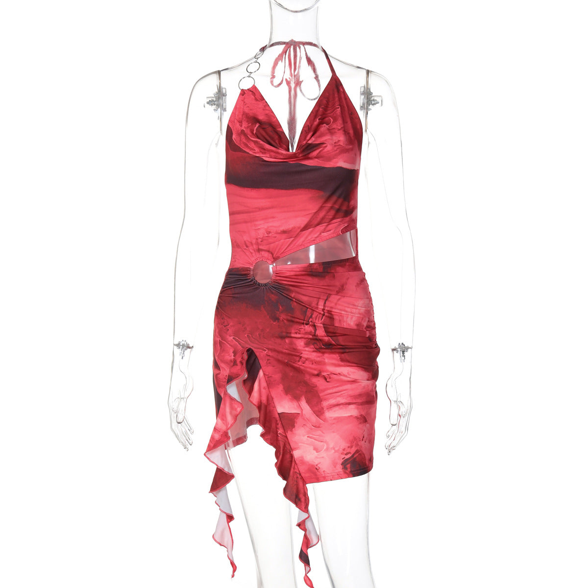Sexy Backless Tie-Up Dress Trendy Floral Milk Silk Dress