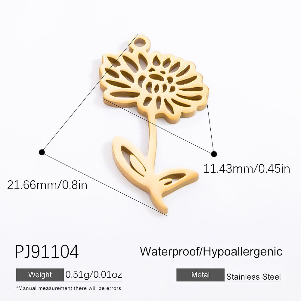 Floral Starfish 18K Gold Plated Stainless Steel Pearl Pendant Necklace