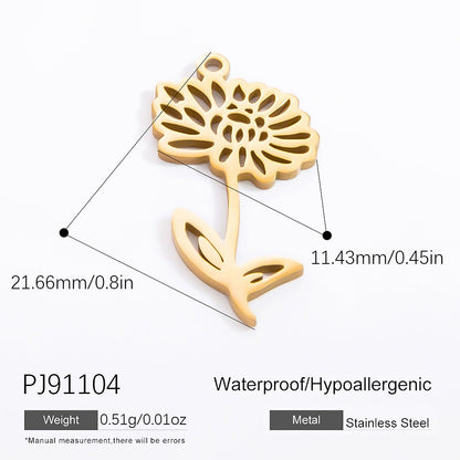 Floral Starfish 18K Gold Plated Stainless Steel Pearl Pendant Necklace