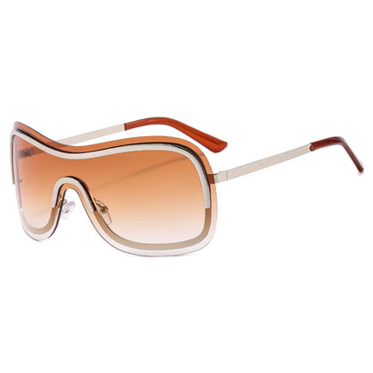 Frameless Y2K Oval Sunglasses Trendy Metal Shades