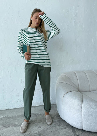 Rust Stripe Cotton Long Sleeve Tee