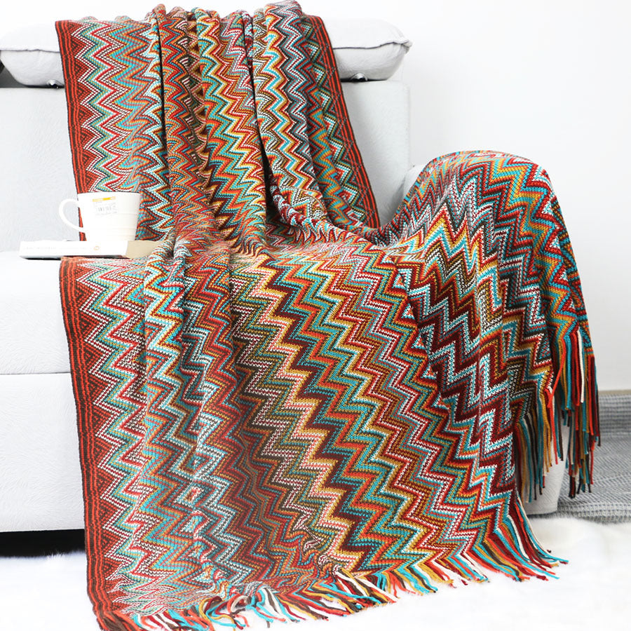 Bohemian Velvet Blanket Knitted Blanket