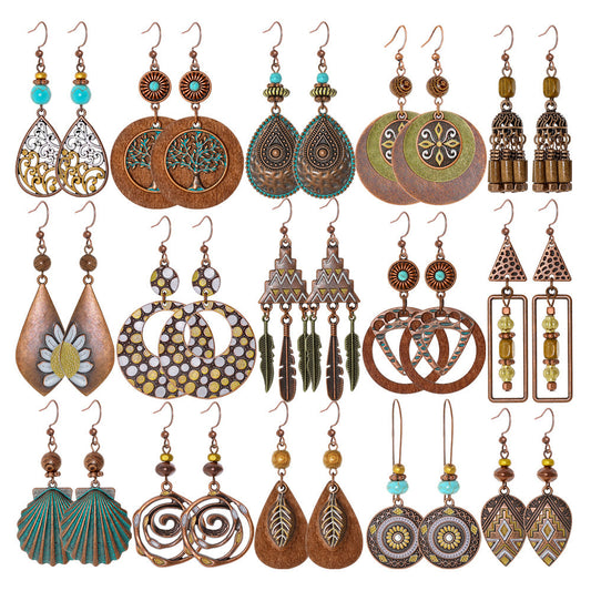 Bohemian Vintage Inspired Earrings with Feather and Tassel Elements