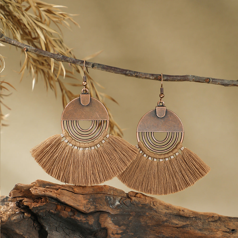 Bohemian Handmade Woven Tassel Earrings Trendy Versatile Jewelry