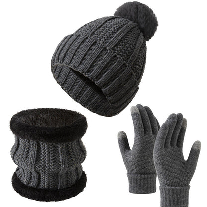 Winter Knitted Warm Gloves, Hat, Scarf Set - Thickened Cozy Design