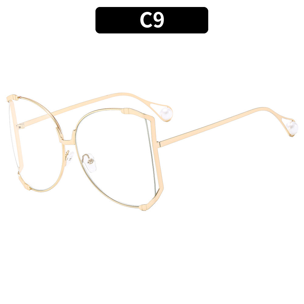 Trendy Oversized Metal Sunglasses UV400 Protection