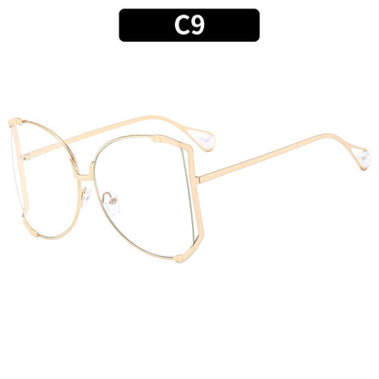 Trendy Oversized Metal Sunglasses UV400 Protection