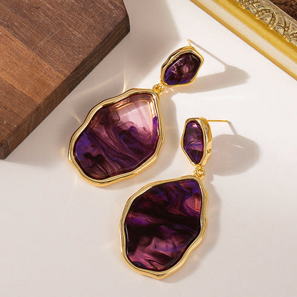Geometric Leopard Print Drop Earrings Fashionable Alloy Jewelry