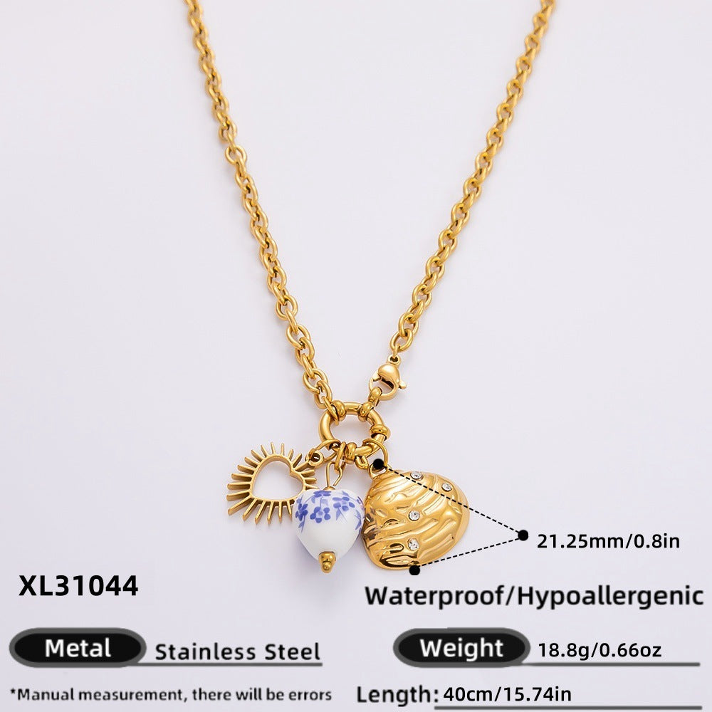 DIY Stainless Steel Heart Pendant Necklace with 18k Gold Plating
