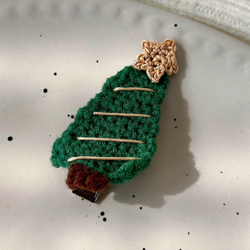 Sweet Hand Knitted Christmas Tree Hair Clip