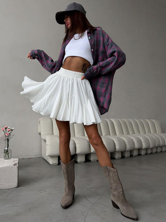 Y2K Street Style Ruffled Mini Pleated Skirt