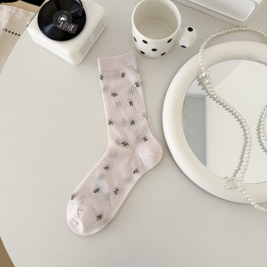 Sweet Floral Hollow Thin Socks