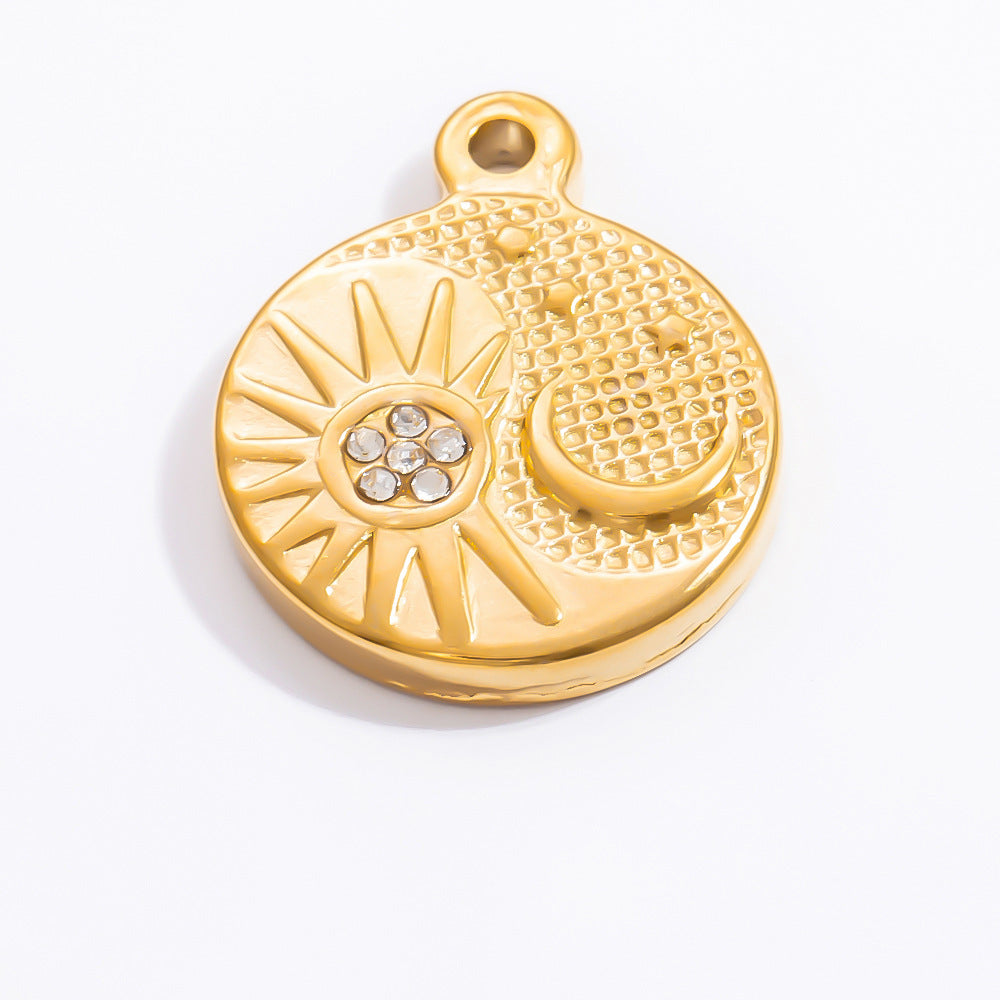 DIY Stainless Steel Moon Sun Pendant Necklace Accessories
