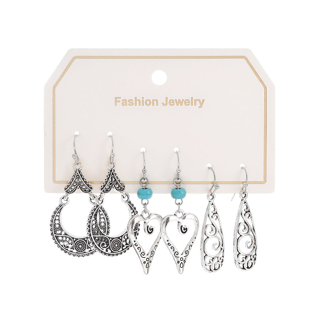 Bohemian Turquoise Tassel Earrings Vintage Alloy Jewelry