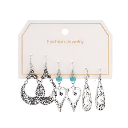 Bohemian Turquoise Tassel Earrings Vintage Alloy Jewelry