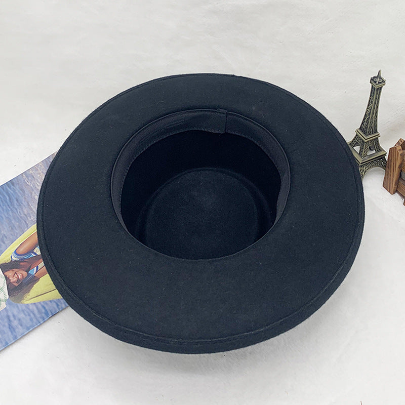 Jazz Style Wool Felt Hat with Wide Brim - Vintage Aesthetic