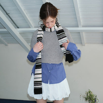 Multicolor Striped Wool Blend Scarf for Women