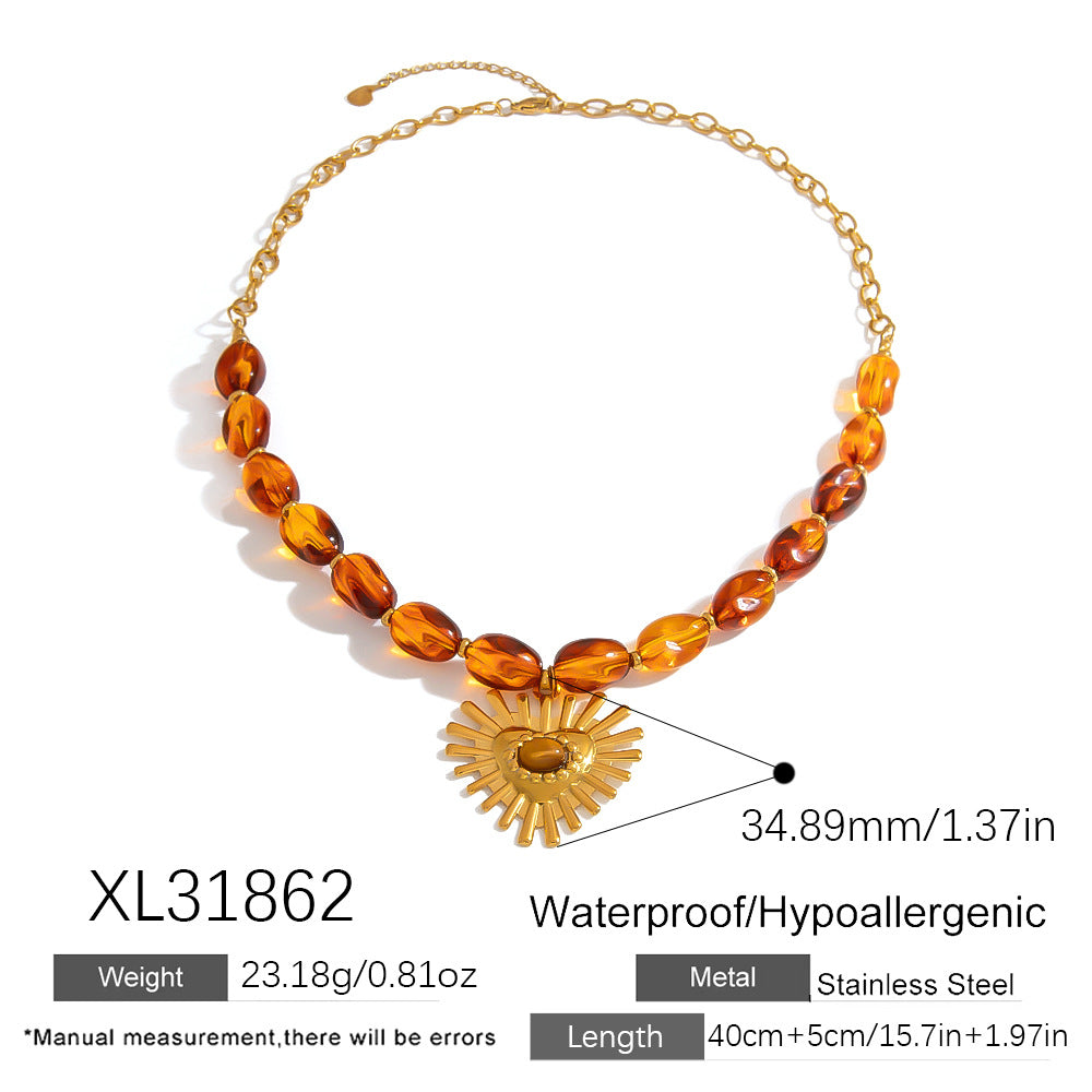 Stylish Resin Beaded Necklace Lock Chain