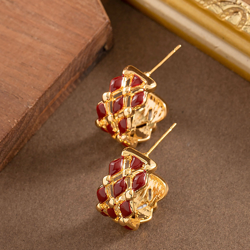 Trendy Geometric Letter C Earrings Stylish Casual Alloy With 925 Silver Posts