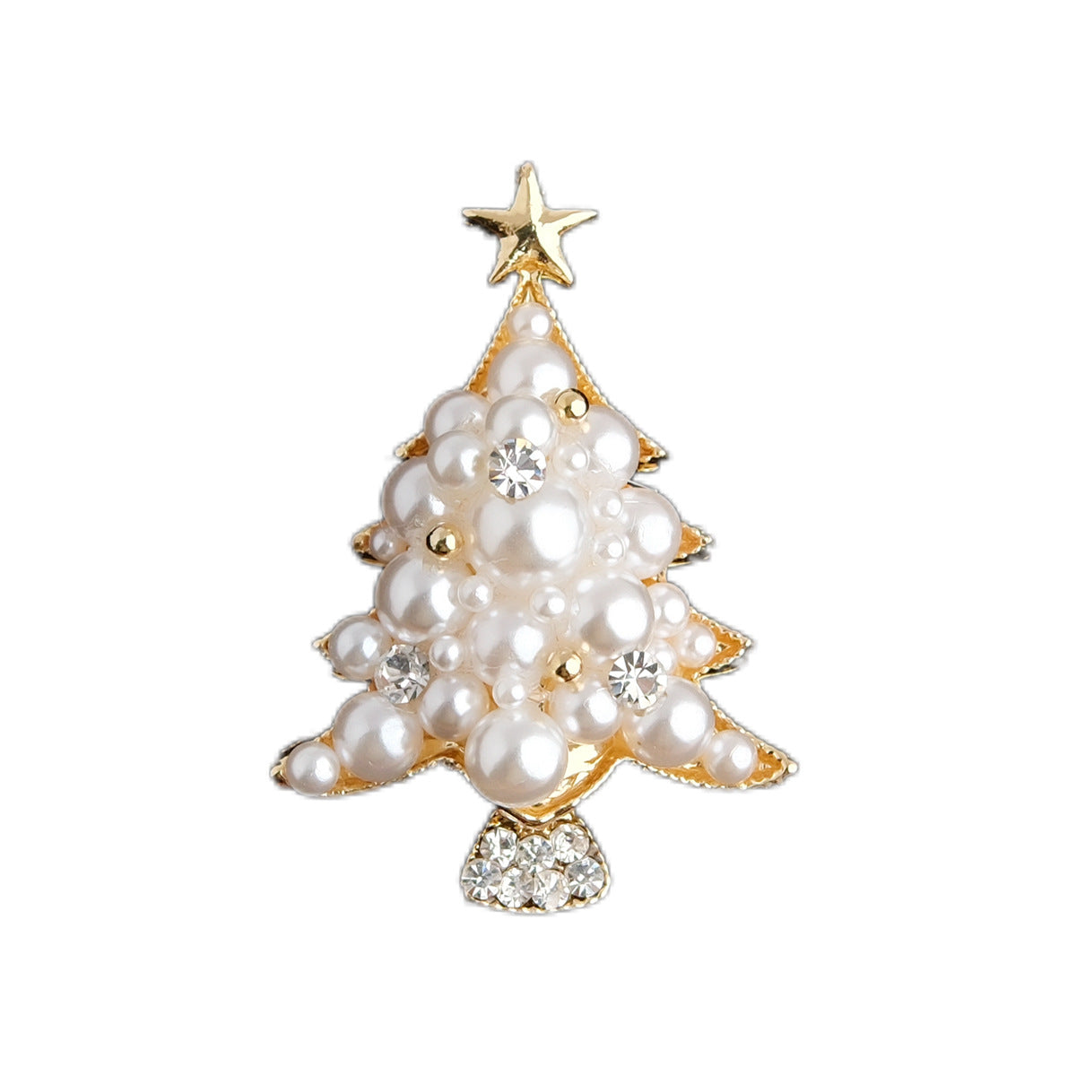 Elegant Crystal Pearl Christmas Tree Brooch