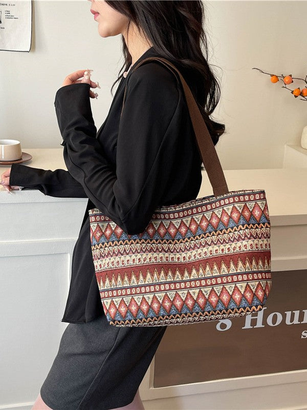 Trendy Canvas Tote Bag for Women with Color Block Design