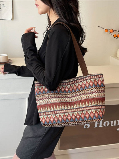 Trendy Canvas Tote Bag for Women with Color Block Design
