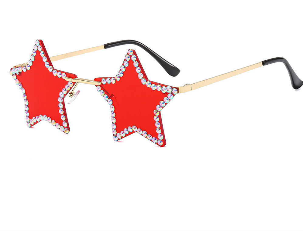 Fashionable Star-Shaped Rimless Sunglasses with Rhinestones