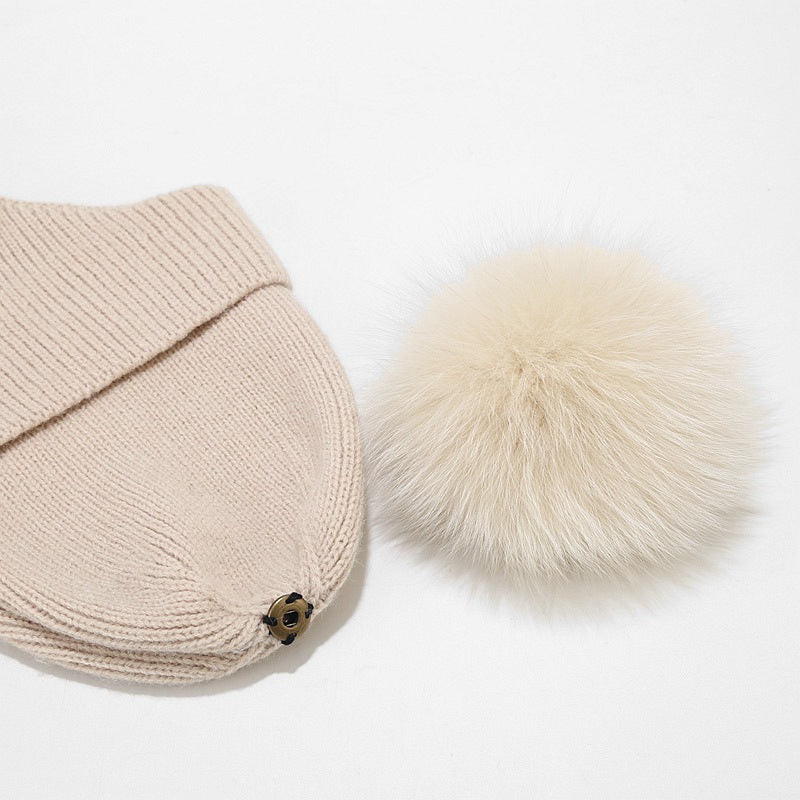Solid Color String Tie Knit Pom Beanie
