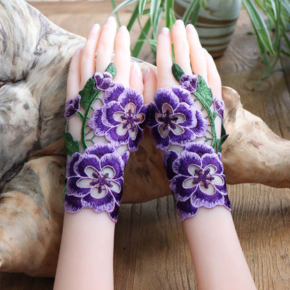 National Style Hollow Embroidery Gloves