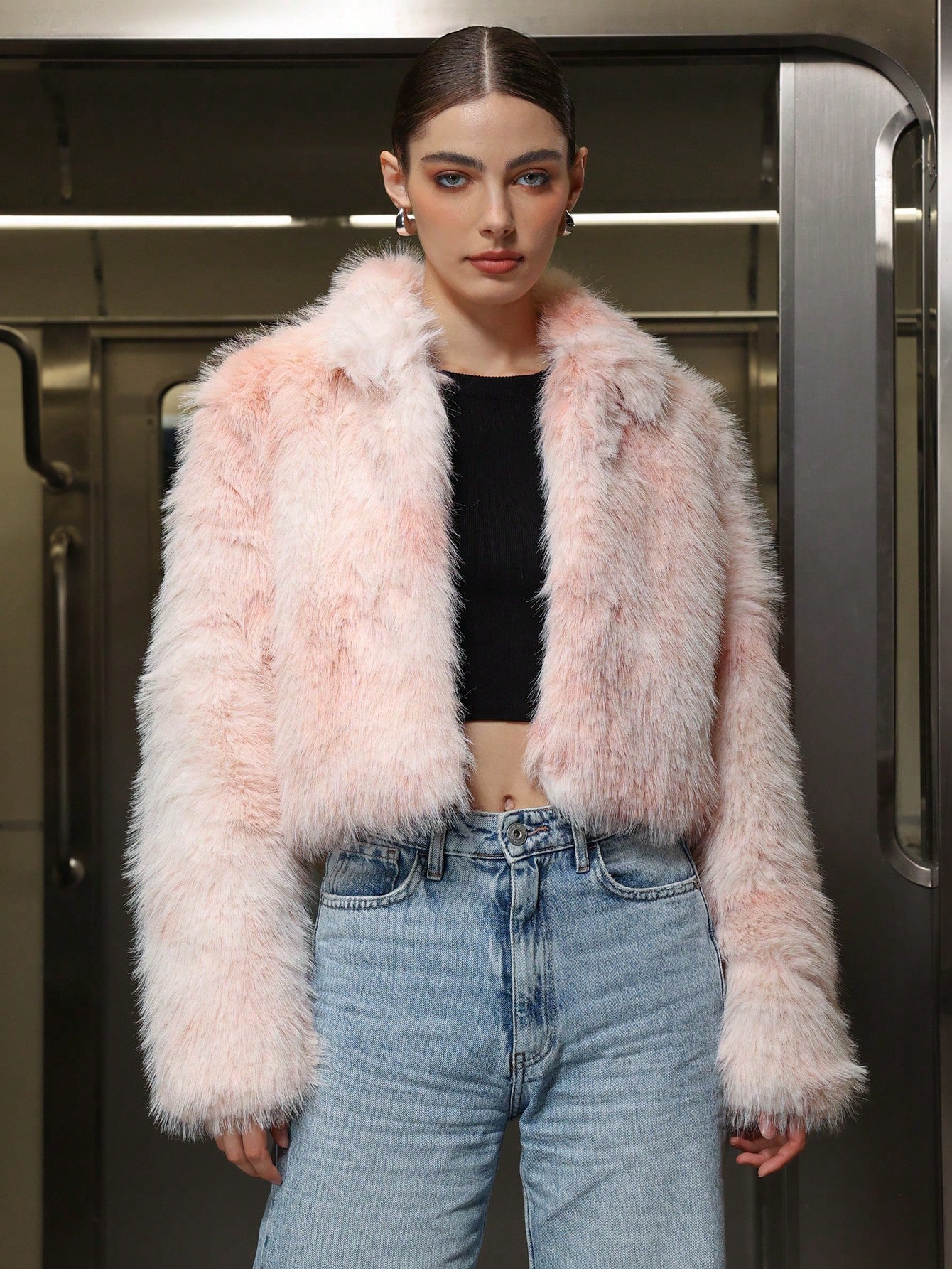 Stylish Faux Fur Collar Jacket Cozy Casual Winter Outerwear