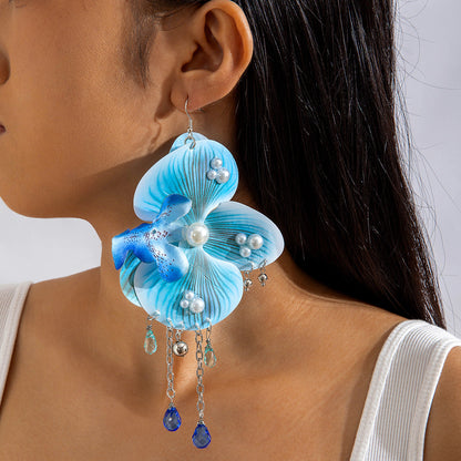 Colorful Butterfly Earrings Floral Design Acrylic Sweet Style
