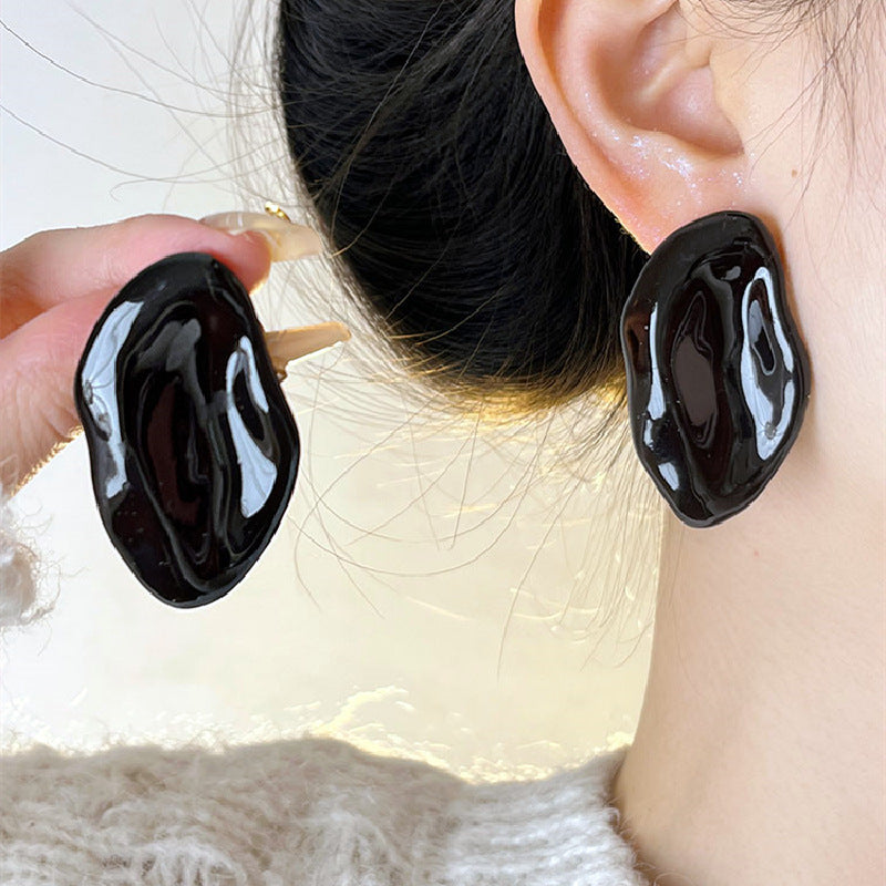 Irregular Geometric Drip Glaze Stud Earrings
