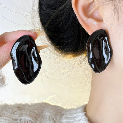 Irregular Geometric Drip Glaze Stud Earrings