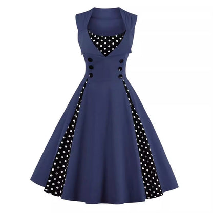 Gothic Retro Polka Dot Dress Elegant Midi Dress