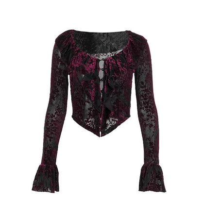 Chic V-Neck Long Sleeve Top with Ruffle Edges