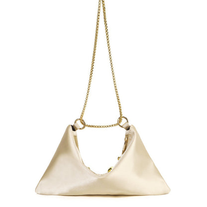 Elegant Satin Clutch Studded Evening Shoulder Bag