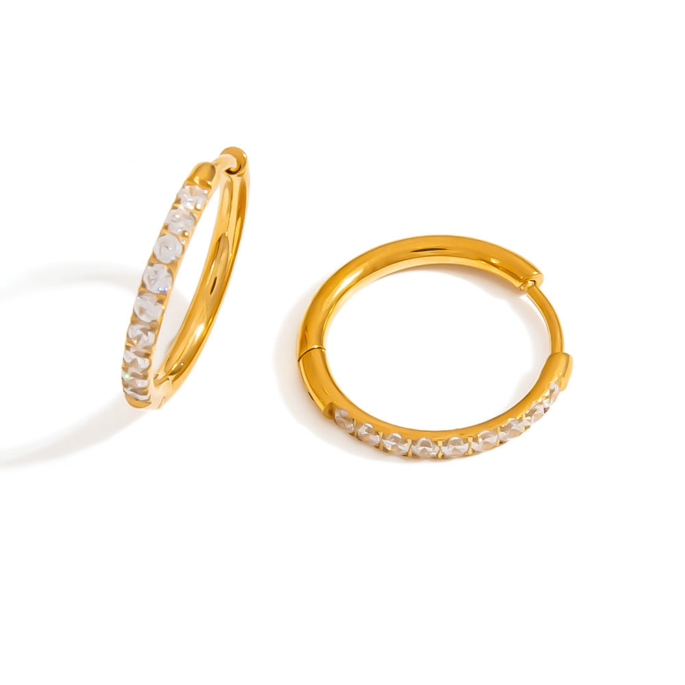 Geometric Stainless Steel Earrings Elegant Design 18K Gold Plated