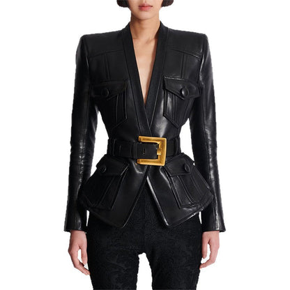 Slim Fit Faux Leather Jacket